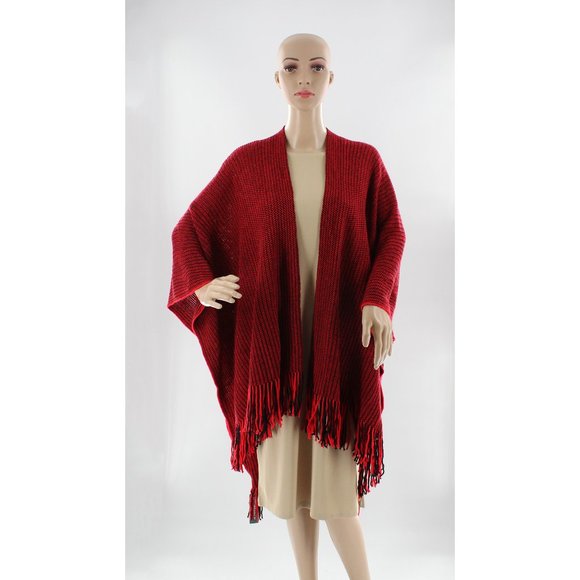 Accessory Street Sweaters - Accessory Street Black & Red Knit Topper Ruana